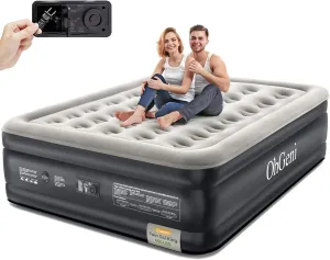 OhGeni Queen Air Mattress with Built in Pump, 18 Raised Comfort Inflatable Mattress, Quiet Surface Portable Blow Up Mattress, Air Bed for Home and Guest, Colchone Inflable, 650 lbs Max