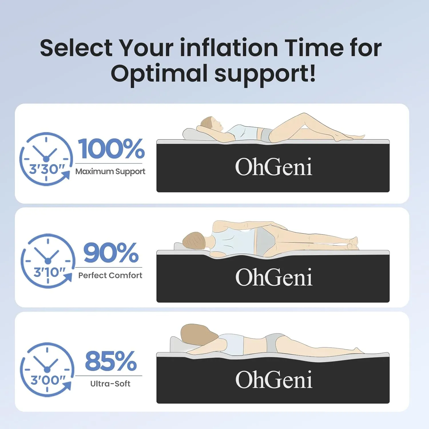 OhGeni Queen Air Mattress with Built in Pump, 18 Raised Comfort Inflatable Mattress, Quiet Surface Portable Blow Up Mattress, Air Bed for Home and Guest, Colchone Inflable, 650 lbs Max