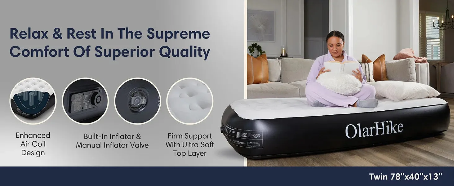 OlarHike Twin Inflatable Air Mattress with Built-in Pump