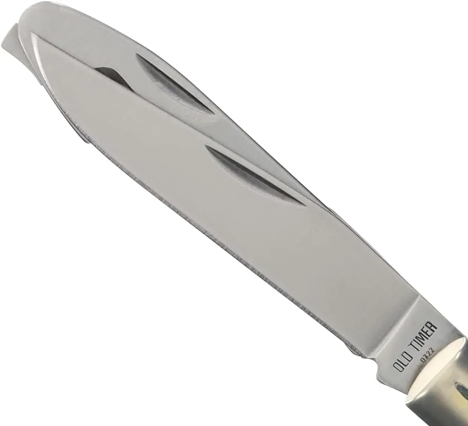 Old Timer 69OT Premium Trapper 7.4in High Carbon S.S. Traditional Folding Pocket Knife with Clip Point Blade, Sawcut Handle, and Convenient Size for Everyday Carry, Hunting, Camping, and Outdoors