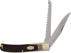 Old Timer 97OT Buzzsaw Trapper 7.8in S.S. Traditional Folding Knife with 3.7in Clip Point Blade and Sawcut Handle for Outdoor, Hunting, Camping and EDC