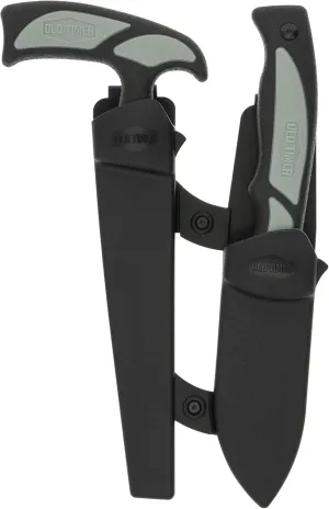 Old Timer Trail Boss Series Fixed and Folding Knives with High Carbon D2 Stainless Steel Blades, TPE Grip Handles, and Custom Molded Sheaths for Hunting, Skinning, Survival, Camping, EDC, and Outdoors