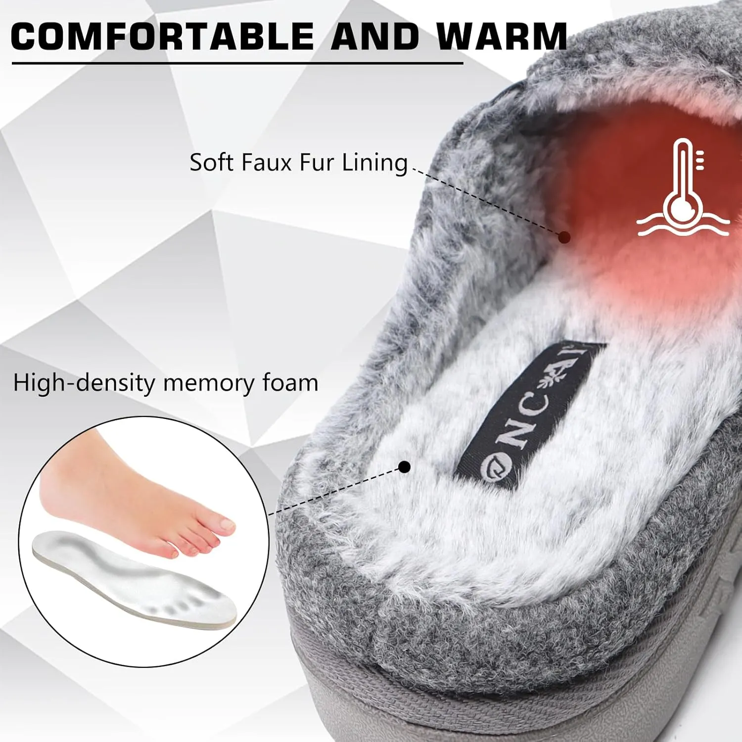 ONCAI Mens Felt Slippers Wool and Cotton-Blend High-Density Memory Foam House Shoes with Indoor and Outdoor Rubber Soles (US Size 7-15)