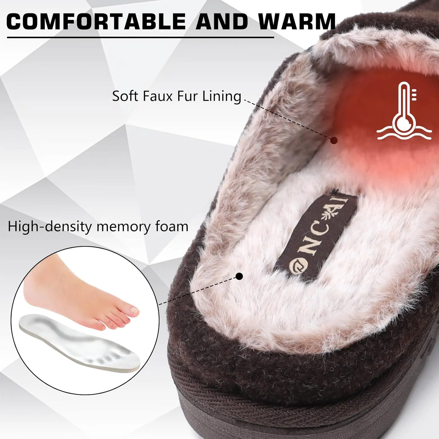 ONCAI Mens Felt Slippers Wool and Cotton-Blend High-Density Memory Foam House Shoes with Indoor and Outdoor Rubber Soles (US Size 7-15)