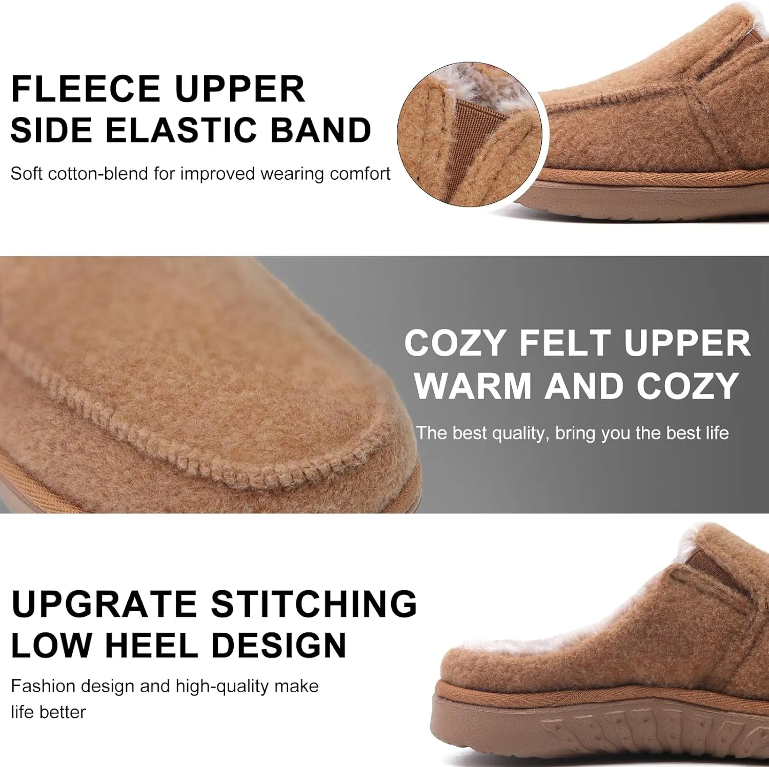 ONCAI Mens Felt Slippers Wool and Cotton-Blend High-Density Memory Foam House Shoes with Indoor and Outdoor Rubber Soles (US Size 7-15)