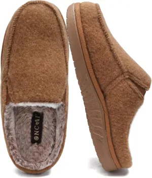 ONCAI Mens Felt Slippers Wool and Cotton-Blend High-Density Memory Foam House Shoes with Indoor and Outdoor Rubber Soles (US Size 7-15)