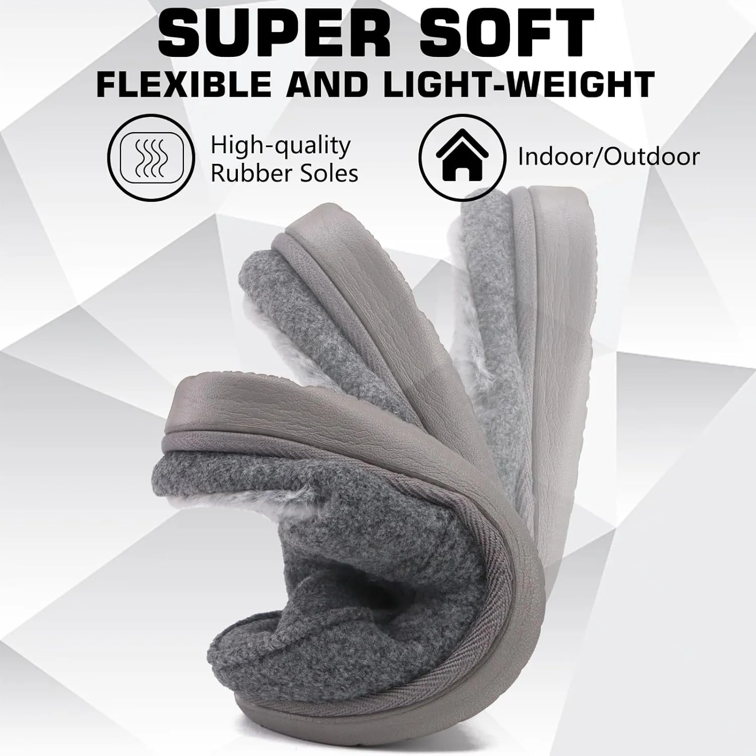 ONCAI Mens Felt Slippers Wool and Cotton-Blend High-Density Memory Foam House Shoes with Indoor and Outdoor Rubber Soles (US Size 7-15)