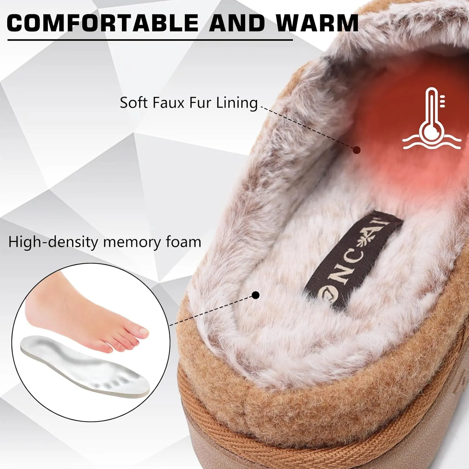 ONCAI Mens Felt Slippers Wool and Cotton-Blend High-Density Memory Foam House Shoes with Indoor and Outdoor Rubber Soles (US Size 7-15)