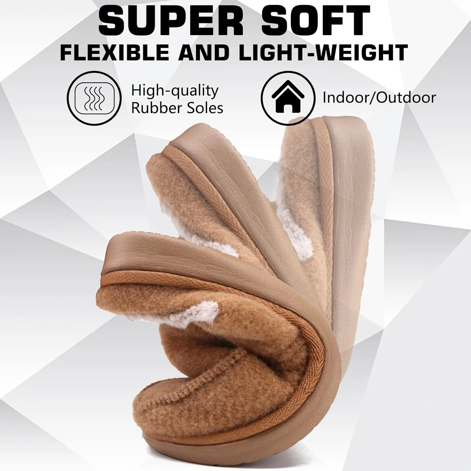 ONCAI Mens Felt Slippers Wool and Cotton-Blend High-Density Memory Foam House Shoes with Indoor and Outdoor Rubber Soles (US Size 7-15)