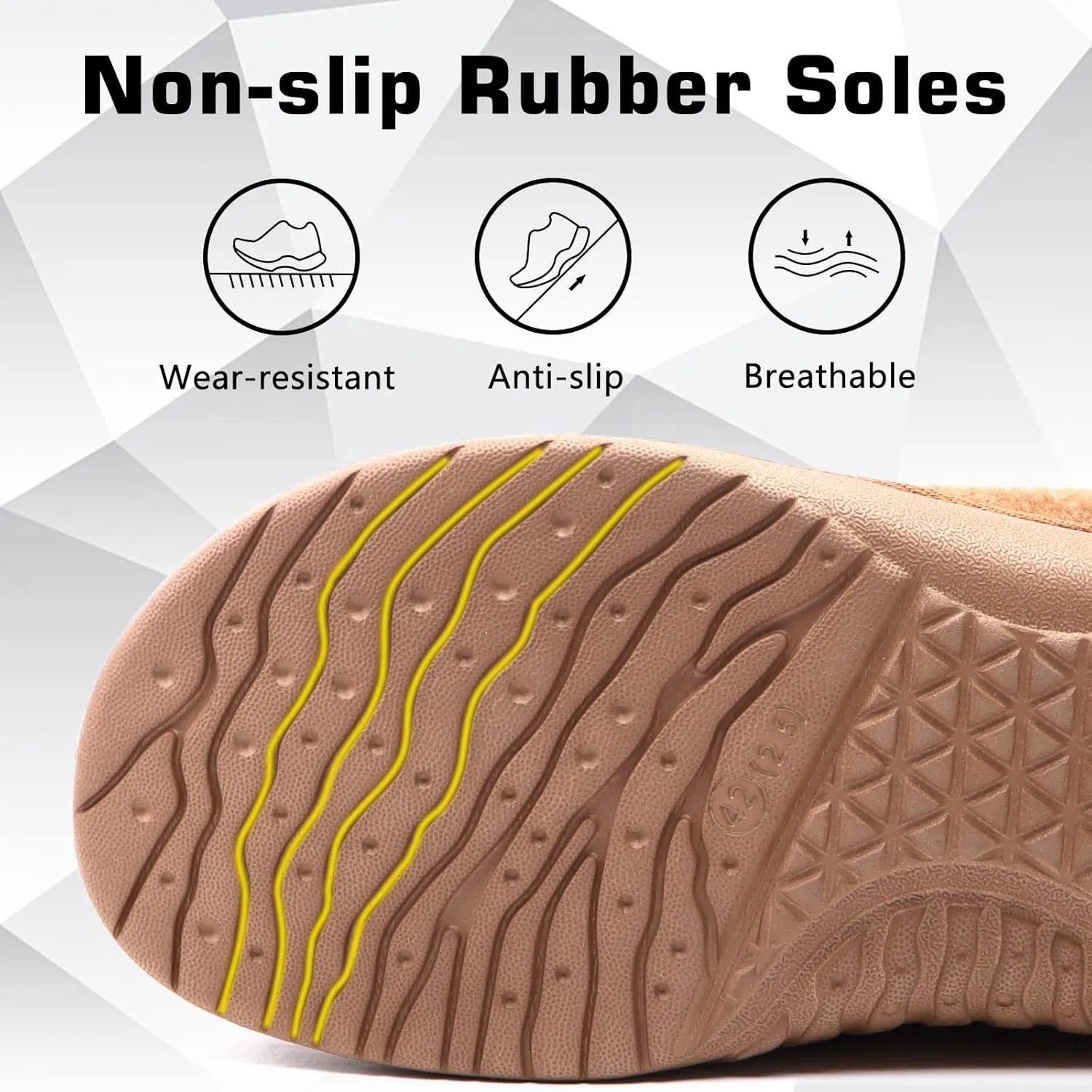 ONCAI Mens Felt Slippers Wool and Cotton-Blend High-Density Memory Foam House Shoes with Indoor and Outdoor Rubber Soles (US Size 7-15)