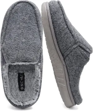 ONCAI Mens Felt Slippers Wool and Cotton-Blend High-Density Memory Foam House Shoes with Indoor and Outdoor Rubber Soles (US Size 7-15)