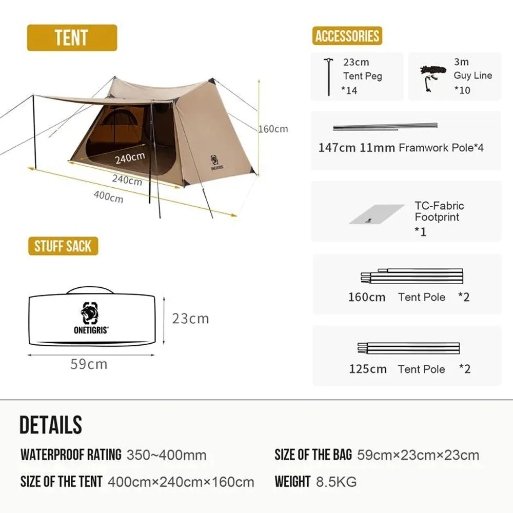 OneTigris Solo Homestead Camping 1-2 person Tent (TC Version)