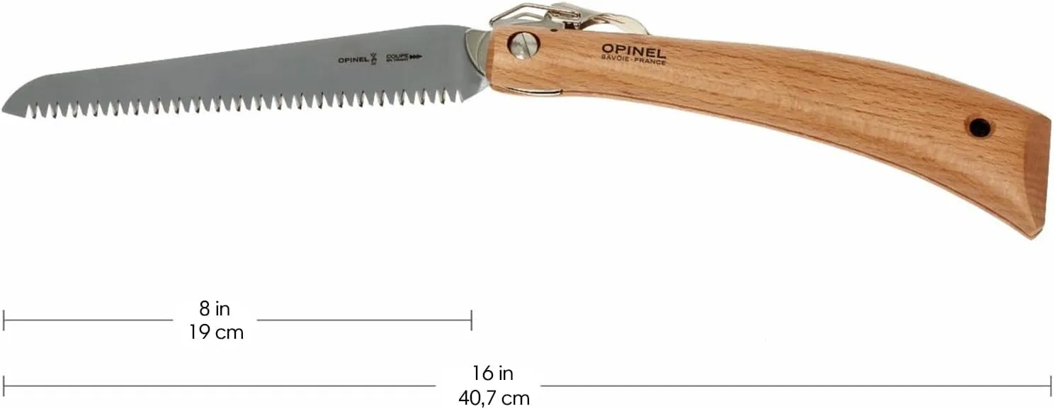 Opinel Folding Saw - Gardening and Camping Folding Carbon Steel Saw with Beechwood Handle
