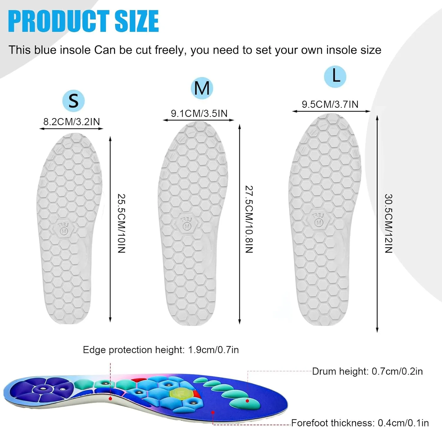 Orthopedic Acupressure Insoles – Reflexology Massage Insoles for Pain Relief, Comfortable Foot Support for Men and Women (Blue Pink, M(Men 7.5-9/Women8.5-10))