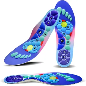 Orthopedic Acupressure Insoles – Reflexology Massage Insoles for Pain Relief, Comfortable Foot Support for Men and Women (Blue Pink, M(Men 7.5-9/Women8.5-10))