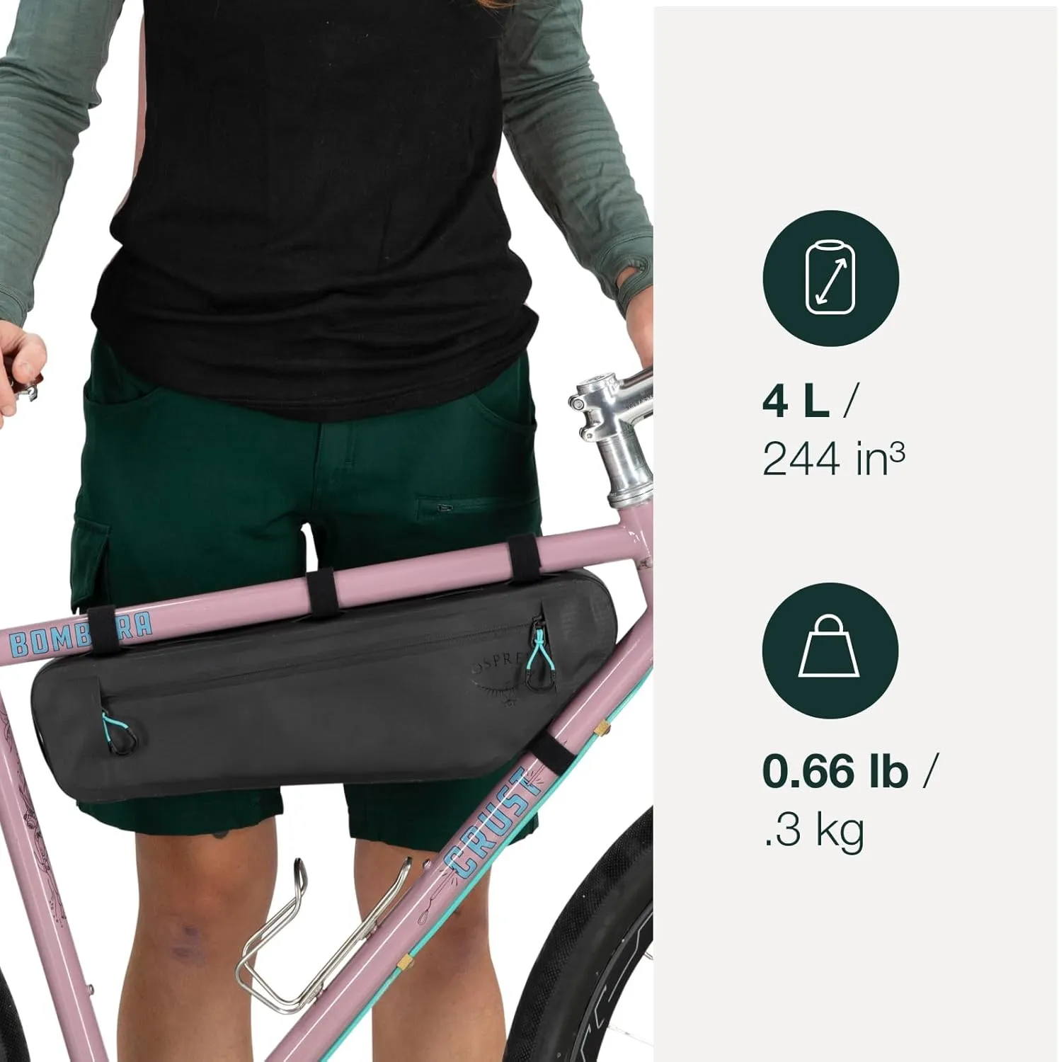 Osprey Escapist Unisex Biking Frame Bag, Black, Medium
