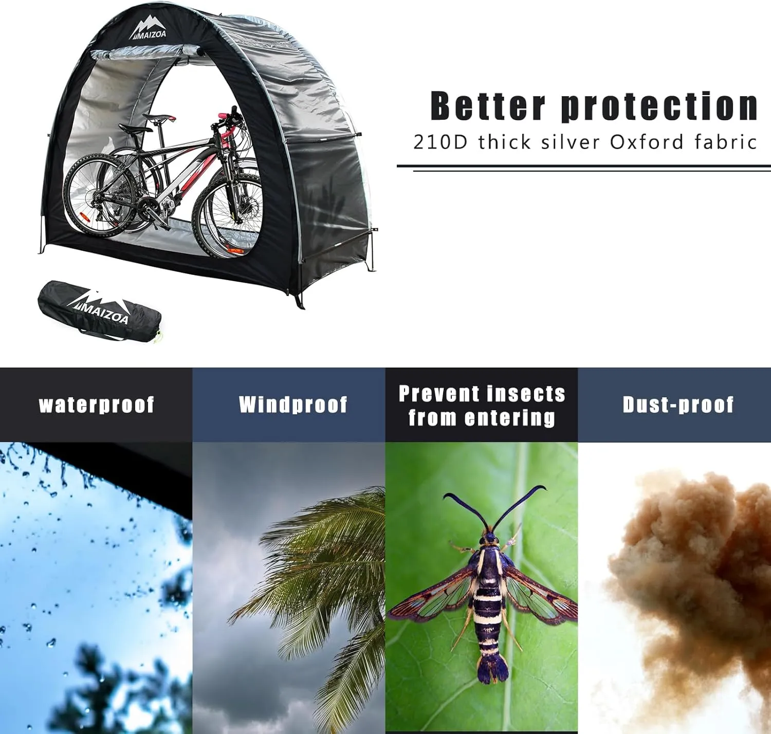 Outdoor Bike Covers Storage Shed Tent,210D Oxford Thick Waterproof Fabric,Outdoor Aluminum Alloy Bracket Bicycle Storage shed, Neat Tent Bicycle Cover