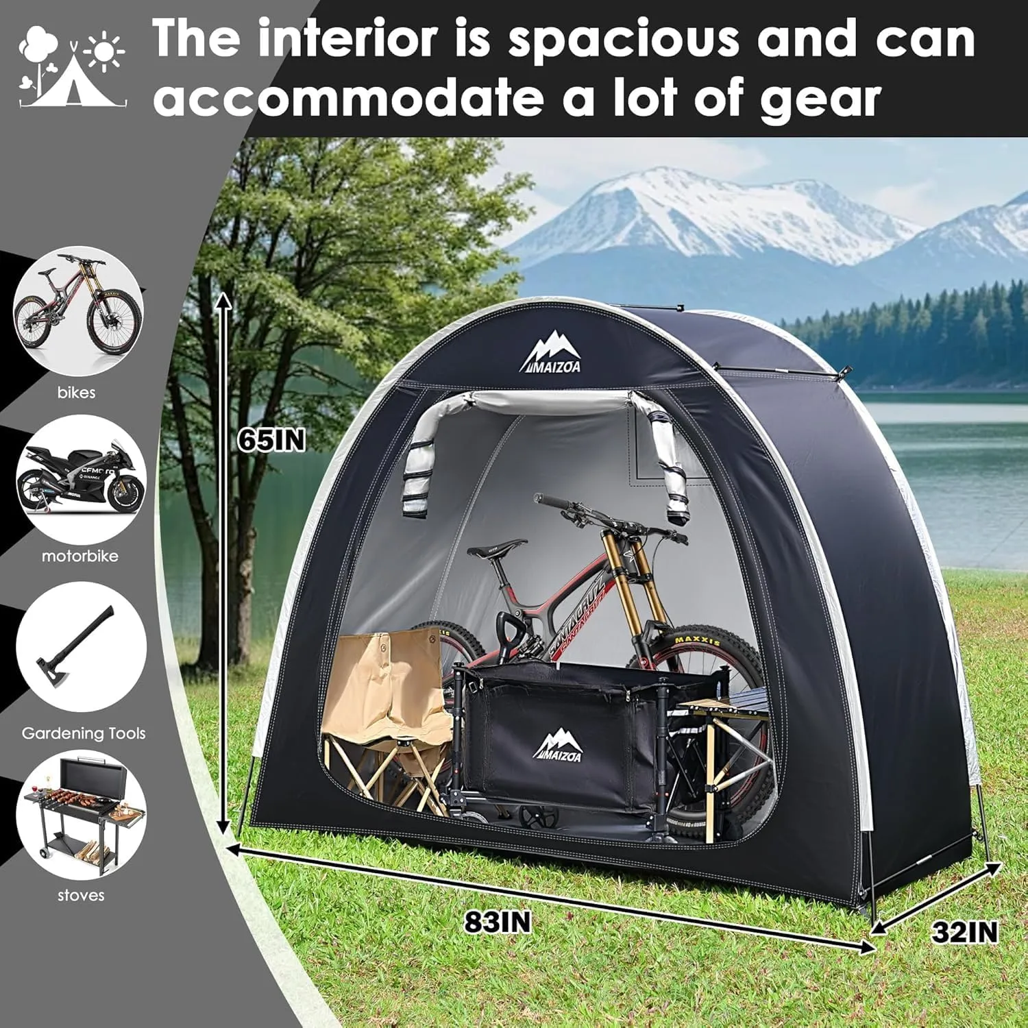 Outdoor Bike Covers Storage Shed Tent,210D Oxford Thick Waterproof Fabric,Outdoor Aluminum Alloy Bracket Bicycle Storage shed, Neat Tent Bicycle Cover