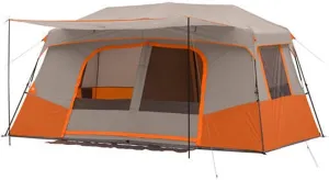Outdoor Camping Cabin Tent with Private Room, Waterproof 4-Season Tent for Hiking, Mountaineering & Survival – Orange