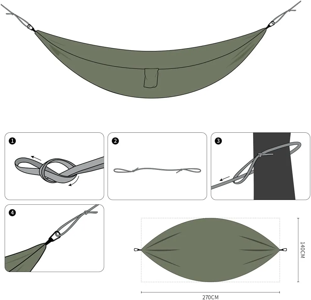 Outdoor Camping Hammock - Travel Hammock with 2 Tree Straps - Portable Backpacking Hammock for Adventure Hiking Travel-Max Load of 800lbs Gift #6
