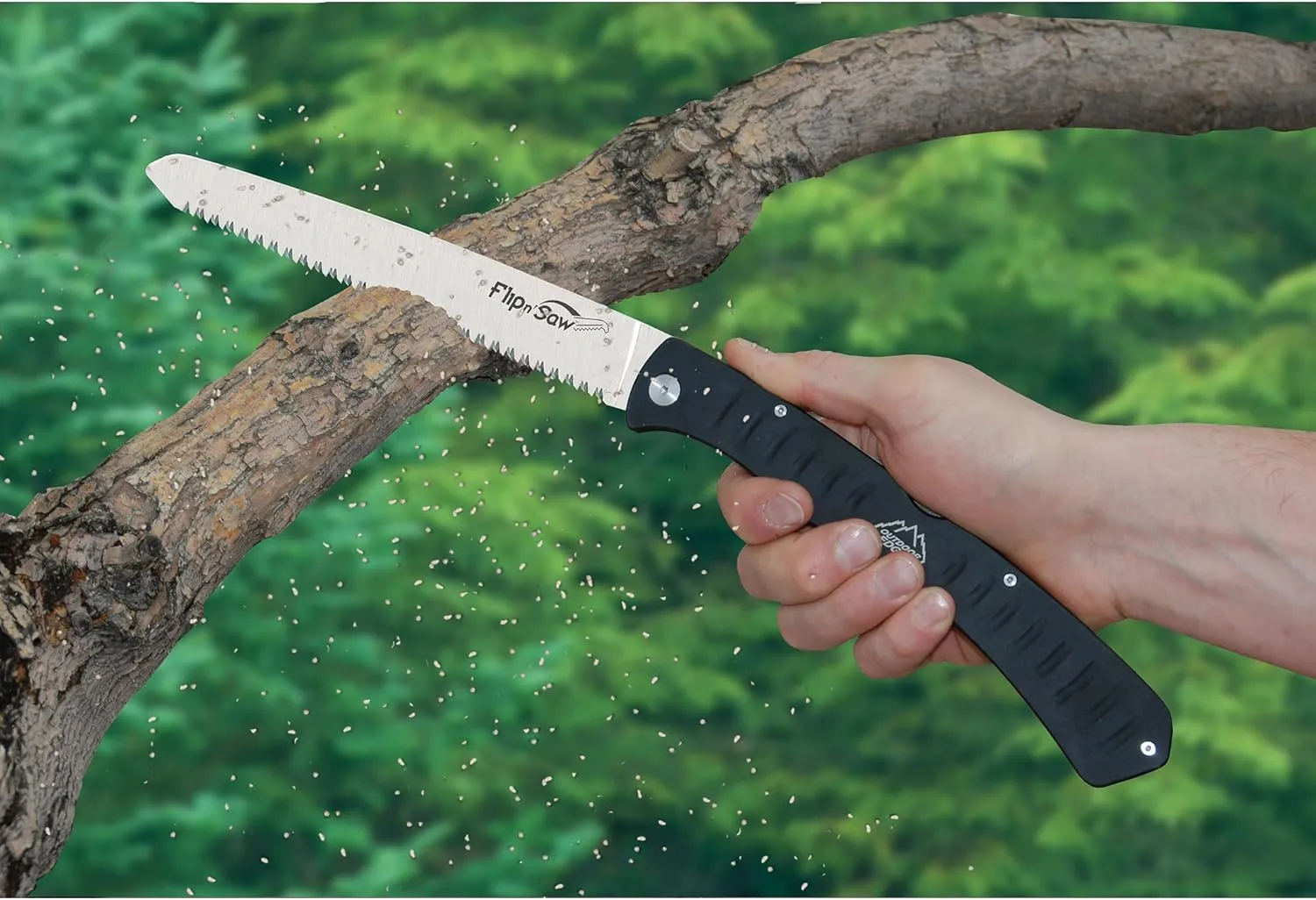 Outdoor Edge 7.0" Flip N' Saw - Lightweight Folding Aluminum Handle Outdoor-Hunting Saw with 65Mn Spring Steel Blade and Triple Ground Saw Teeth for Tough Bone and Wood with Black Nylon Sheath