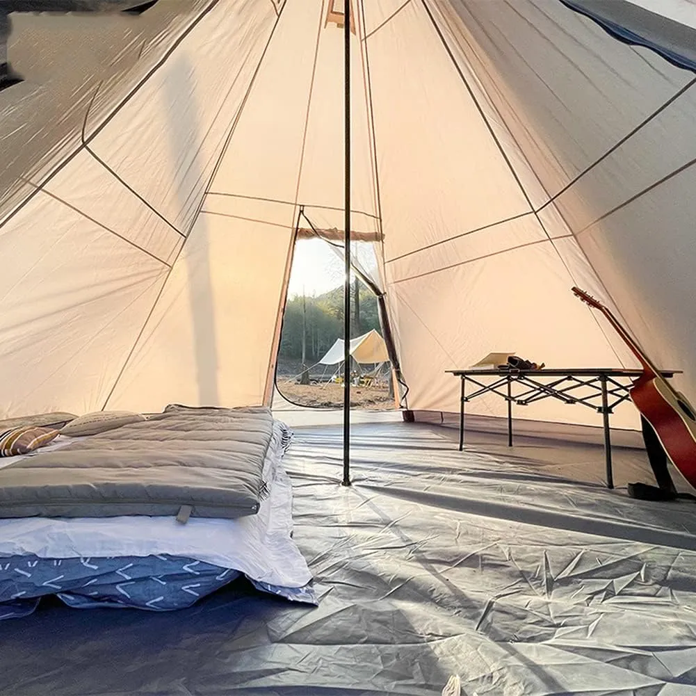 Outdoor Indian Tent Ultralight Teepee Tent Family Pyramid Tent for Backpacking, Camping, Hiking, Bushcraft, Travel, Winter Camping (Khaki 460X460X300C