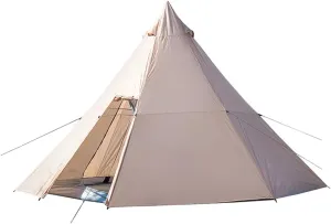 Outdoor Indian Tent Ultralight Teepee Tent Family Pyramid Tent for Backpacking, Camping, Hiking, Bushcraft, Travel, Winter Camping (Khaki 460X460X300C