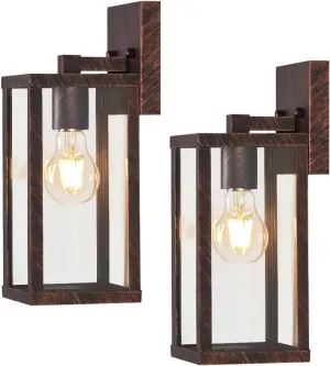 Outdoor Modern Wall Light Fixtures,Exterior Lighting Fixtures Wall Mount,Outside Porch Sconce Lights Waterproof,Wall Lamps for House,Patio,Front Door.Black Brush Gold,2 Pack