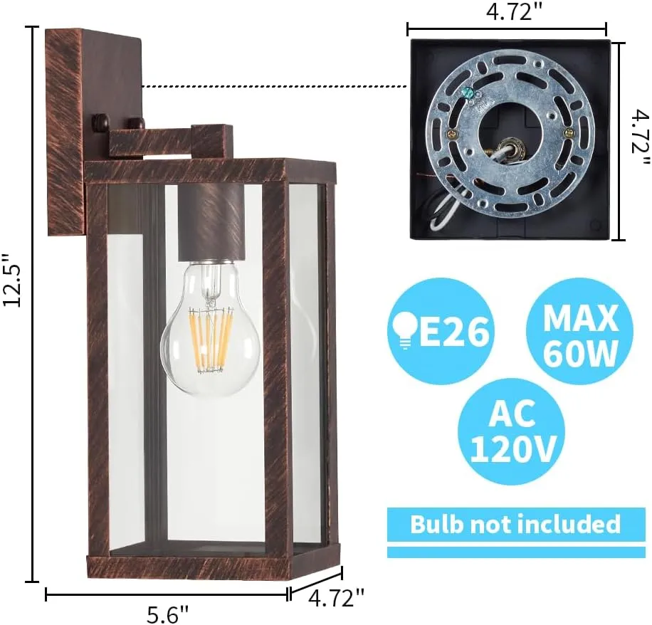Outdoor Modern Wall Light Fixtures,Exterior Lighting Fixtures Wall Mount,Outside Porch Sconce Lights Waterproof,Wall Lamps for House,Patio,Front Door.Black Brush Gold,2 Pack