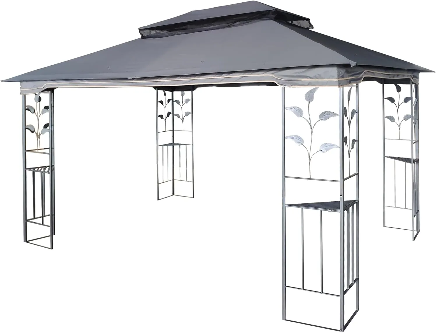 Outdoor Patio Gazebo Canopy Tent with Ventilated Double Roof & Mosquito net, for Garden, Backyard, Courtyard(Gray, 141"×104.4"×108").
