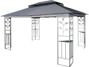Outdoor Patio Gazebo Canopy Tent with Ventilated Double Roof & Mosquito net, for Garden, Backyard, Courtyard(Gray, 141"×104.4"×108").