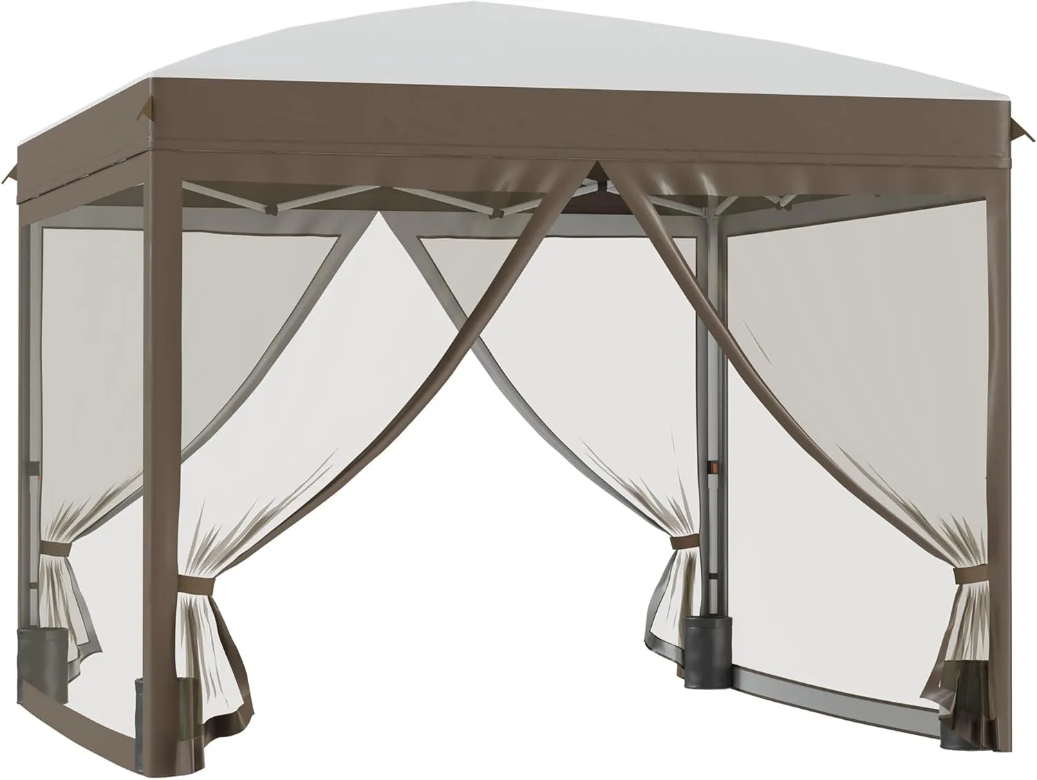 Outsunny 10' x 10' Pop Up Canopy Tent with Netting, Instant Sun Shelter, Tents for Parties, Height Adjustable, with Wheeled Carry Bag and 4 Sand Bags for Outdoor, Garden, Patio, Cream