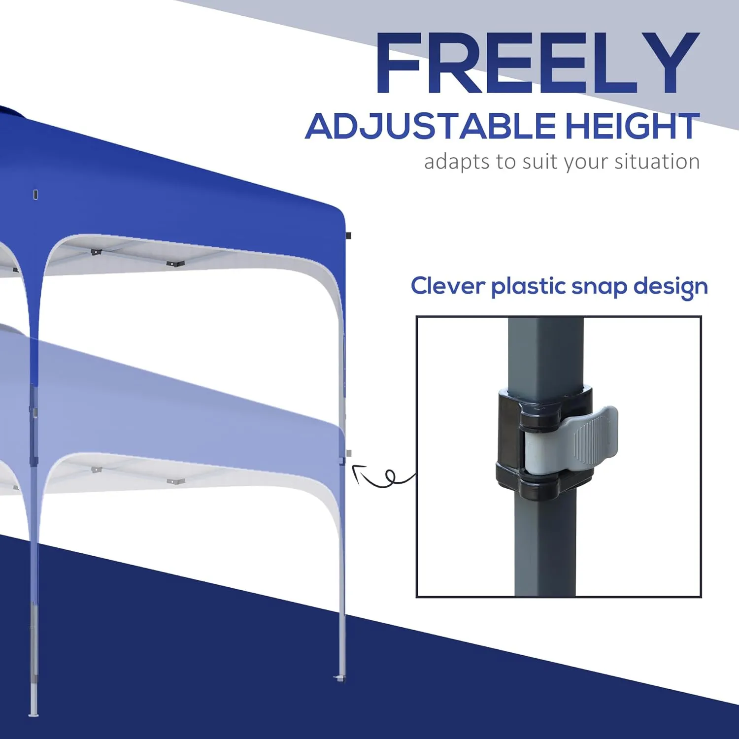 Outsunny 8' x 8' Pop Up Canopy Tent with Wheeled Carry Bag and 4 Sand Bags, Instant Sun Shelter, Tents for Parties, Height Adjustable, for Outdoor, Garden, Patio, Royal Bue