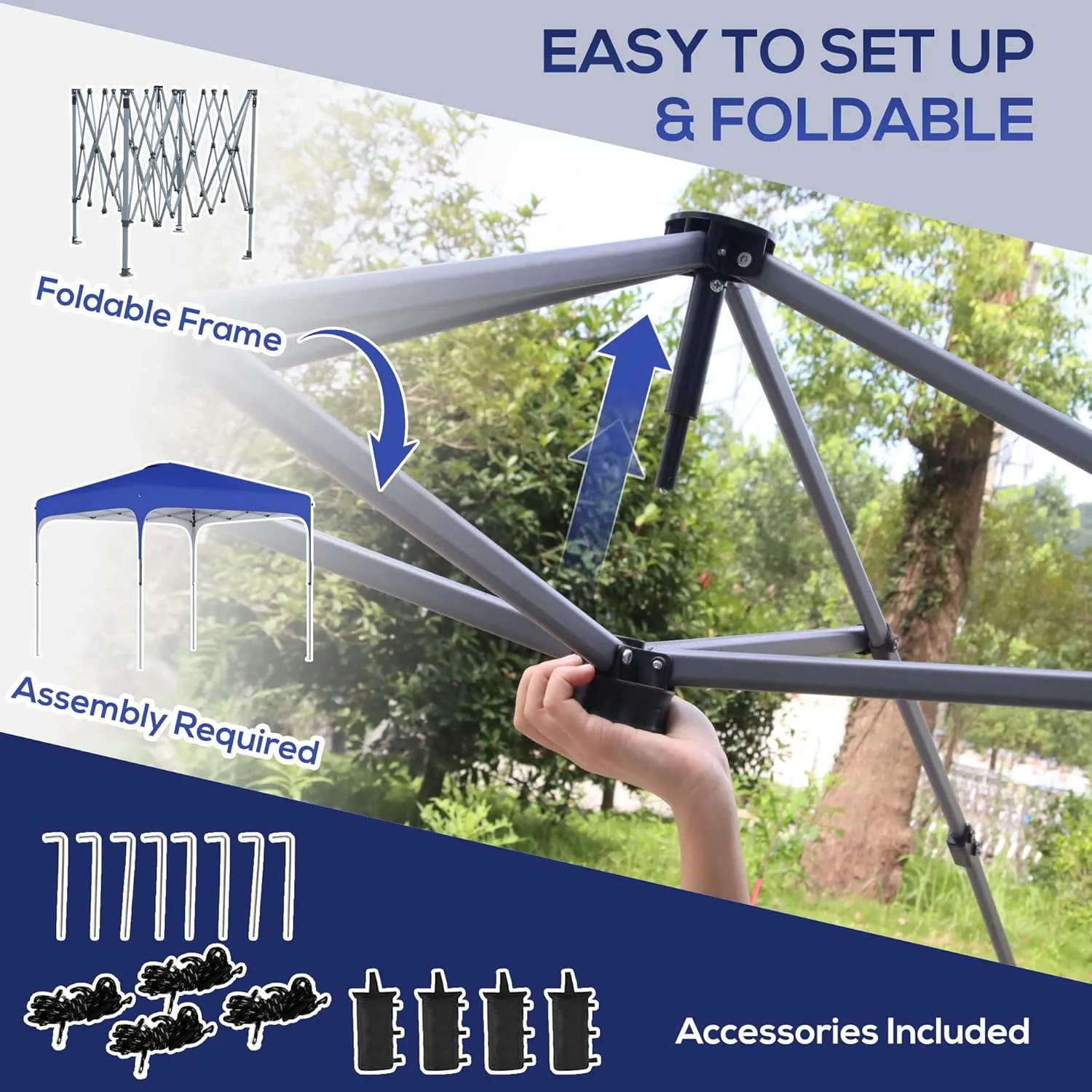 Outsunny 8' x 8' Pop Up Canopy Tent with Wheeled Carry Bag and 4 Sand Bags, Instant Sun Shelter, Tents for Parties, Height Adjustable, for Outdoor, Garden, Patio, Royal Bue
