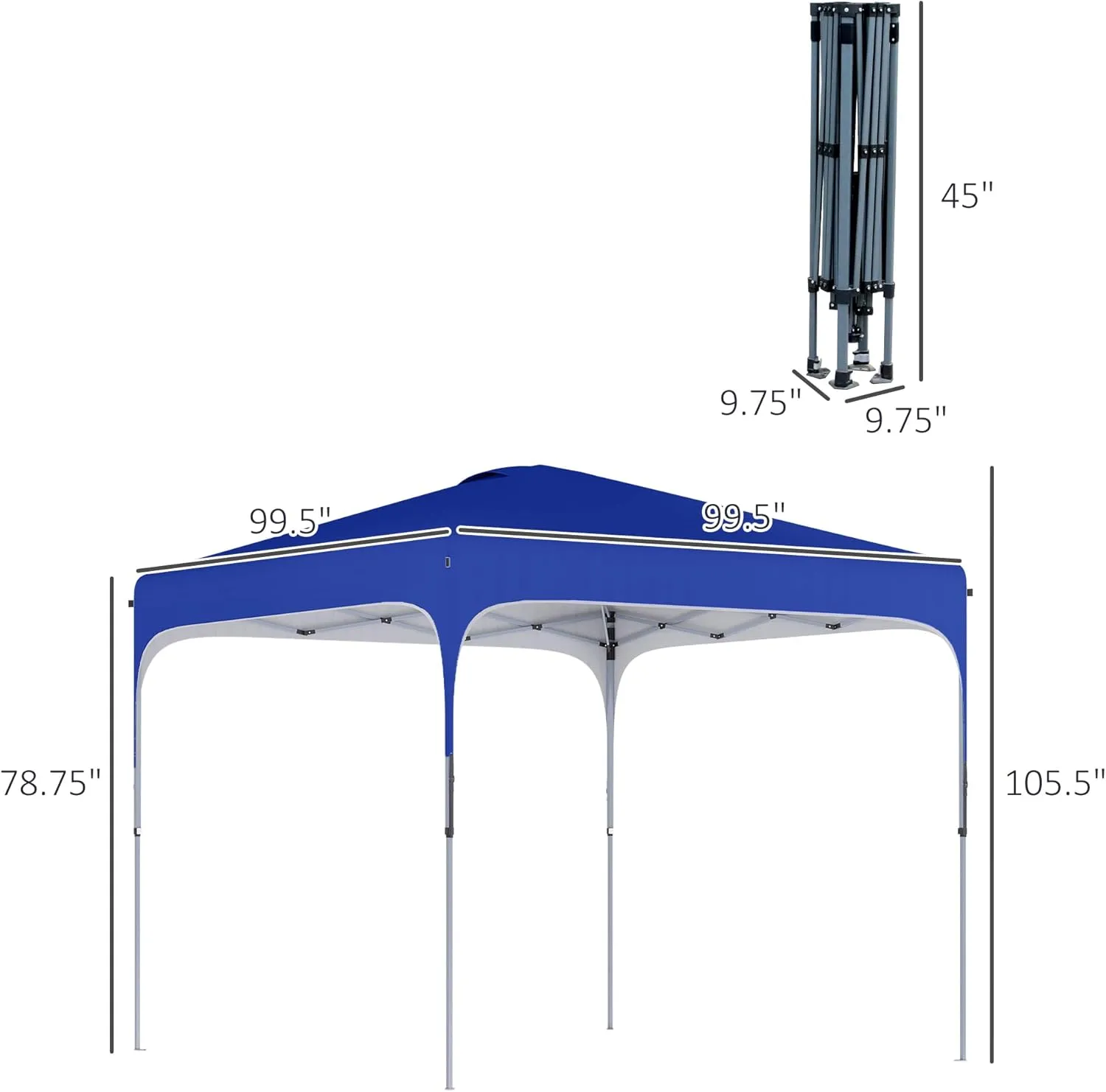 Outsunny 8' x 8' Pop Up Canopy Tent with Wheeled Carry Bag and 4 Sand Bags, Instant Sun Shelter, Tents for Parties, Height Adjustable, for Outdoor, Garden, Patio, Royal Bue