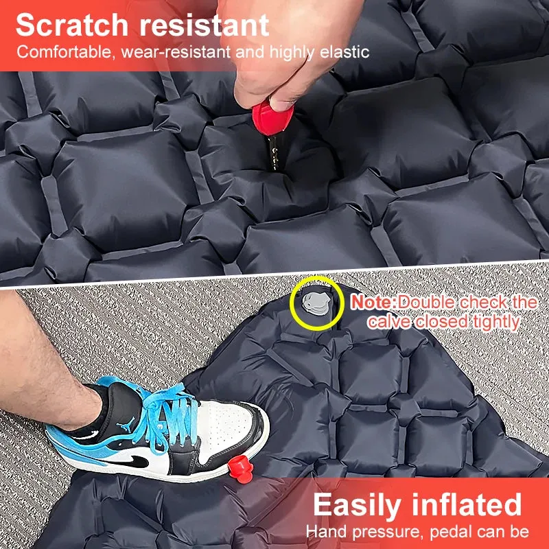 PACOONE Ultralight Inflatable Camping Mattress with Pillow and Built-in Pump