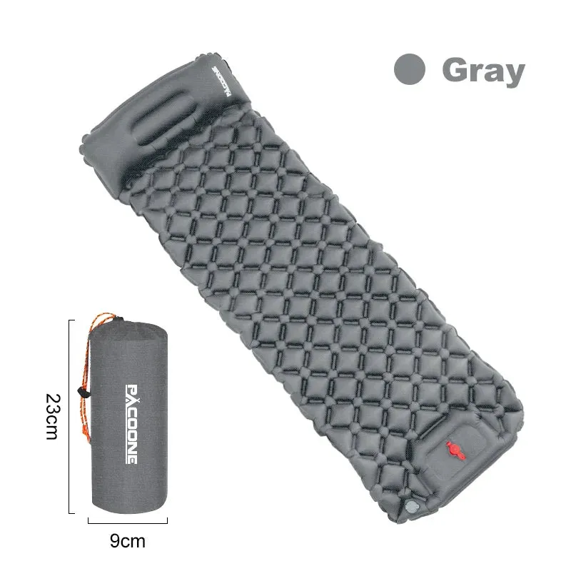 PACOONE Ultralight Inflatable Camping Mattress with Pillow and Built-in Pump
