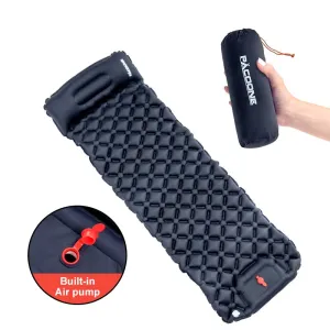 PACOONE Ultralight Inflatable Camping Mattress with Pillow and Built-in Pump
