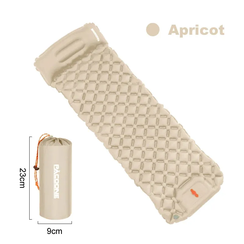 PACOONE Ultralight Inflatable Camping Mattress with Pillow and Built-in Pump