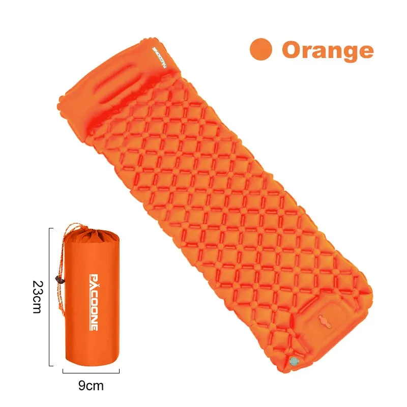 PACOONE Ultralight Inflatable Camping Mattress with Pillow and Built-in Pump