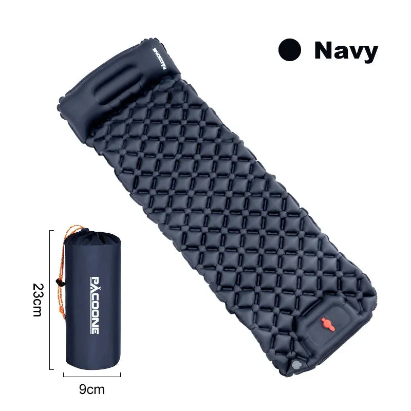 PACOONE Ultralight Inflatable Camping Mattress with Pillow and Built-in Pump