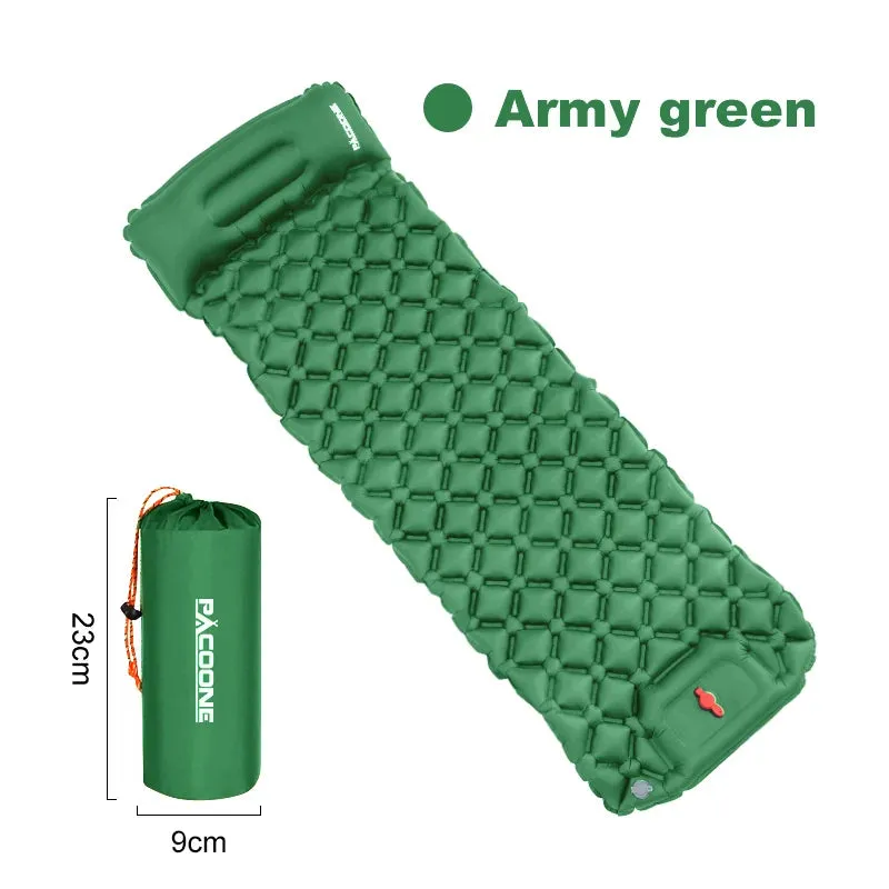 PACOONE Ultralight Inflatable Camping Mattress with Pillow and Built-in Pump