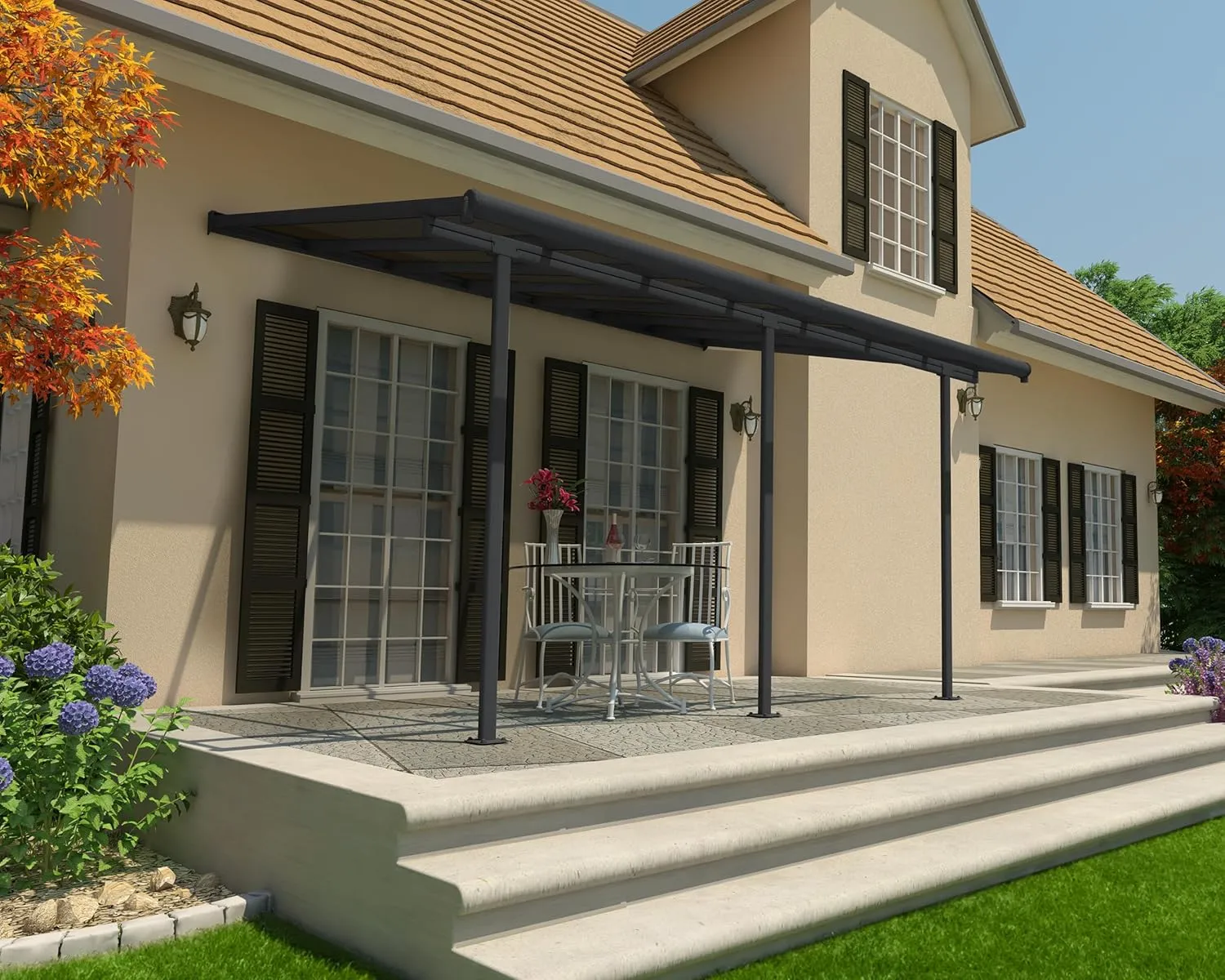 Palram - Canopia Sierra Patio Cover 10' x 14' Gray/Gray Outdoor Canopy Awning for Patio, Waterproof, Outside Canopy for Backyard, Outdoor Gazebo with 100% UV Protection