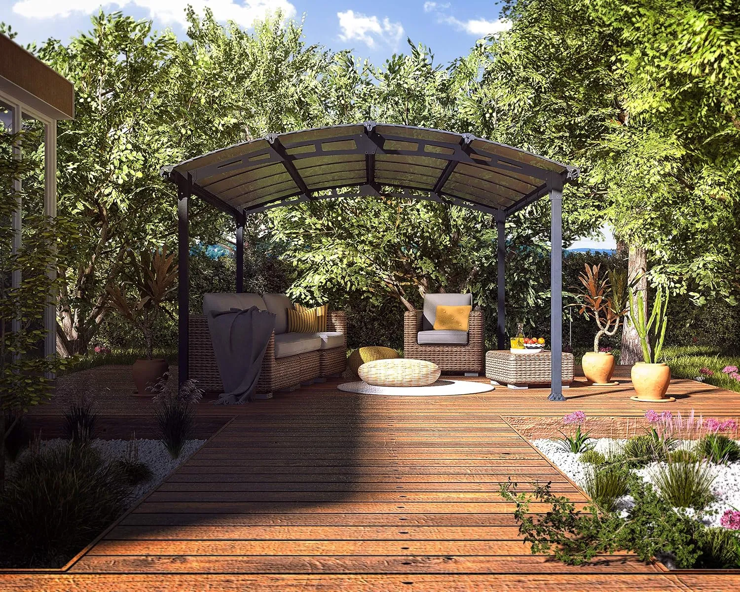 Palram - Canopia Tuscon 12x14 Gazebo: Outdoor Patio Canopy with Gray Aluminum Metal Frame, and Bronze Polycarbonate Roof, UV Protection, Year-Round Use, Easy DIY Outdoor Canopy Gazebo Kits