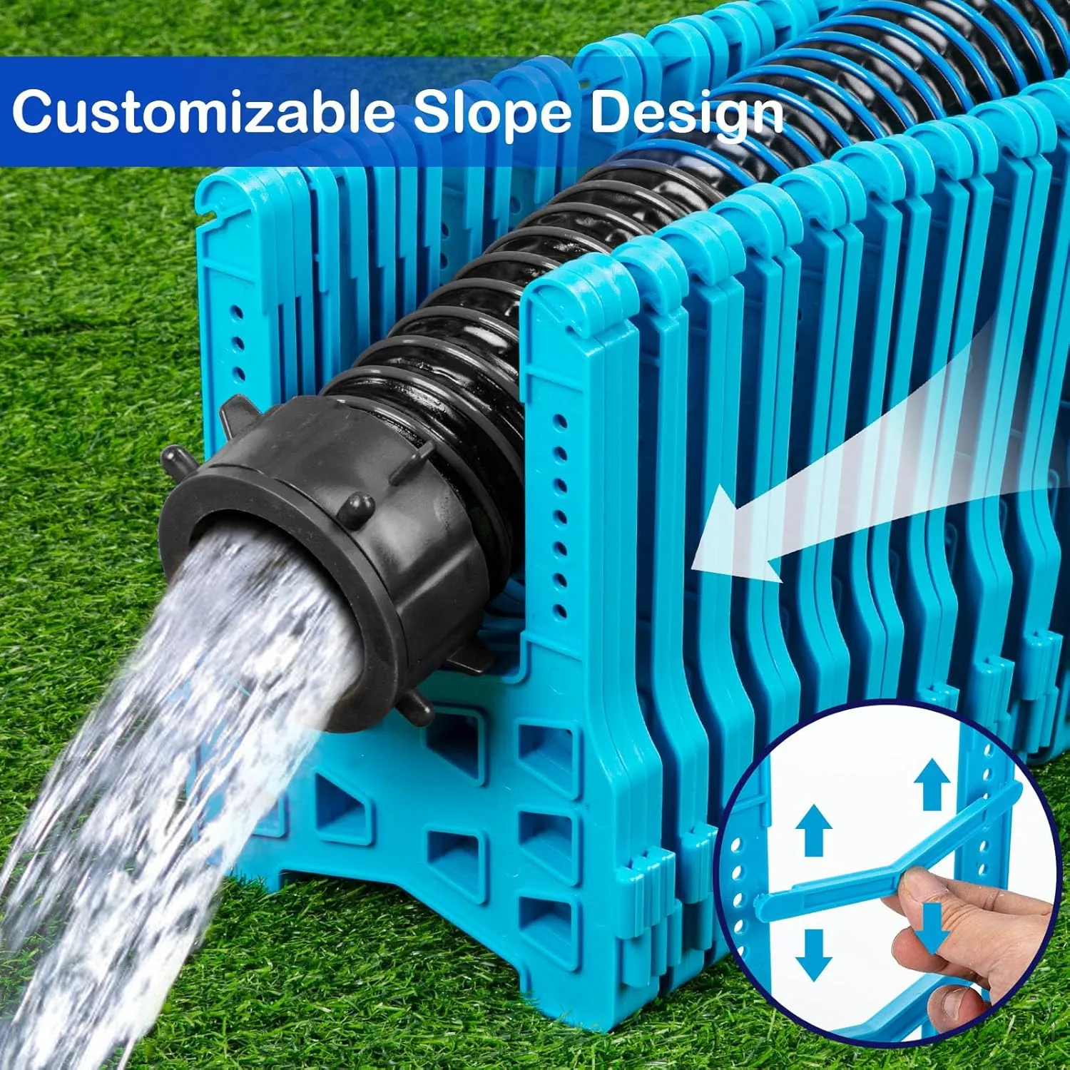PAULINN RV Sewer Hose Support 15FT, Height Adjustable, Deep Cradles with Secure Rubber Band | Easy to use for Travel Trailers, RV, Campers