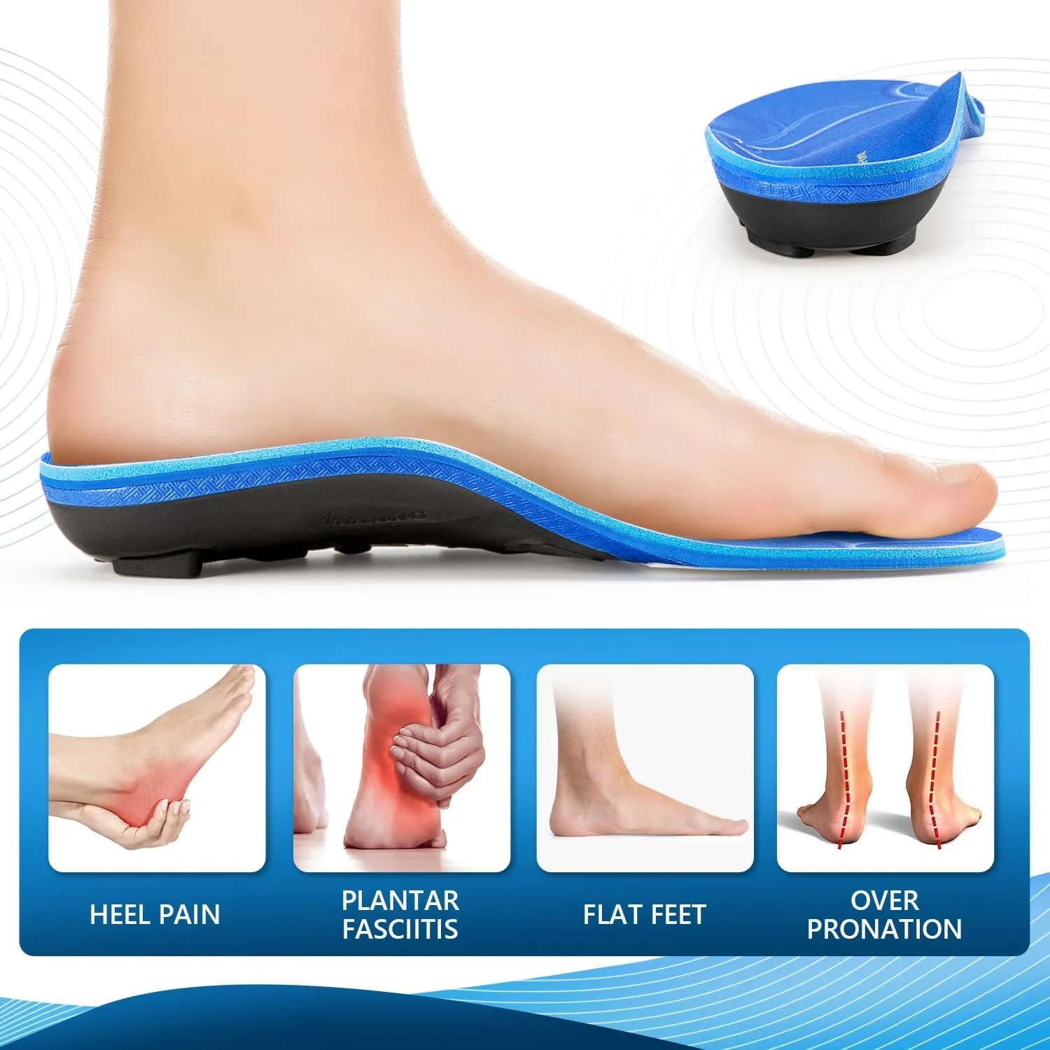 PCSsole Orthotic Arch Support Shoe Inserts Insoles for Flat Feet,Feet Pain,Plantar Fasciitis,Insoles for Men and Women Red