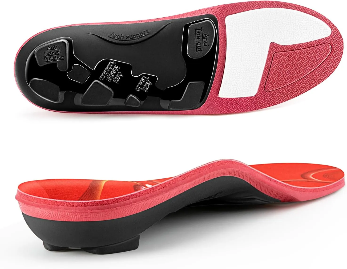 PCSsole Orthotic Arch Support Shoe Inserts Insoles for Flat Feet,Feet Pain,Plantar Fasciitis,Insoles for Men and Women Red