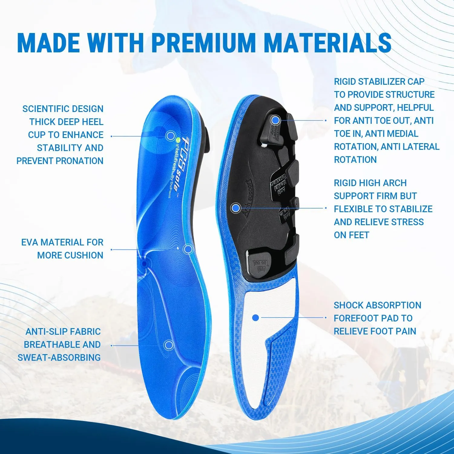 PCSsole Orthotic Arch Support Shoe Inserts Insoles for Flat Feet,Feet Pain,Plantar Fasciitis,Insoles for Men and Women Red
