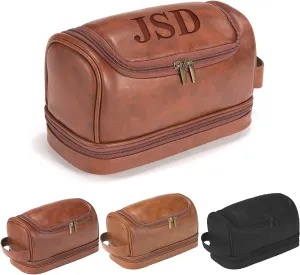 Personalized Toiletry Bag For Men, Husband, Boyfriend, Dad Large Capacity Leather Travel Dopp Kit Handcrafted Custom Name Unique Gift For Birthday| Fathers Day| Anniversary| Wedding Groomsmen Gifts
