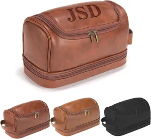 Personalized Toiletry Bag For Men, Husband, Boyfriend, Dad Large Capacity Leather Travel Dopp Kit Handcrafted Custom Name Unique Gift For Birthday| Fathers Day| Anniversary| Wedding Groomsmen Gifts